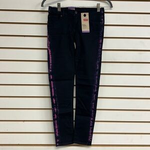 Girls Levis Denim Leggings Super Stretchy 12R Blue/Black w/Pink Tie Dye on sides